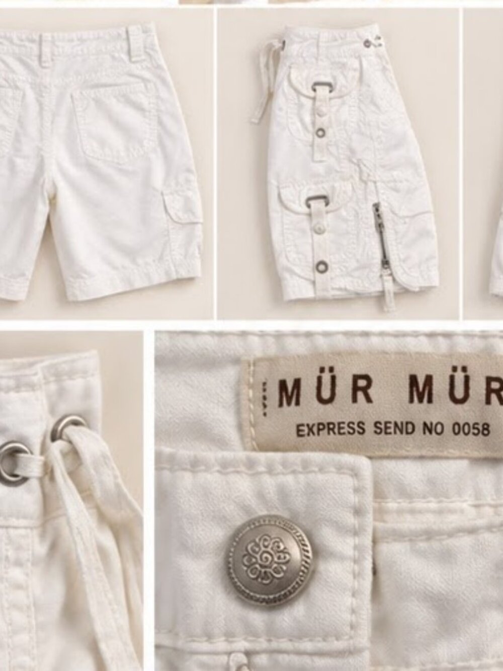 Anthropologie MÜRMÜR White Cargo Bermuda Shorts Size M Utility Y2K - Picture 6 of 11